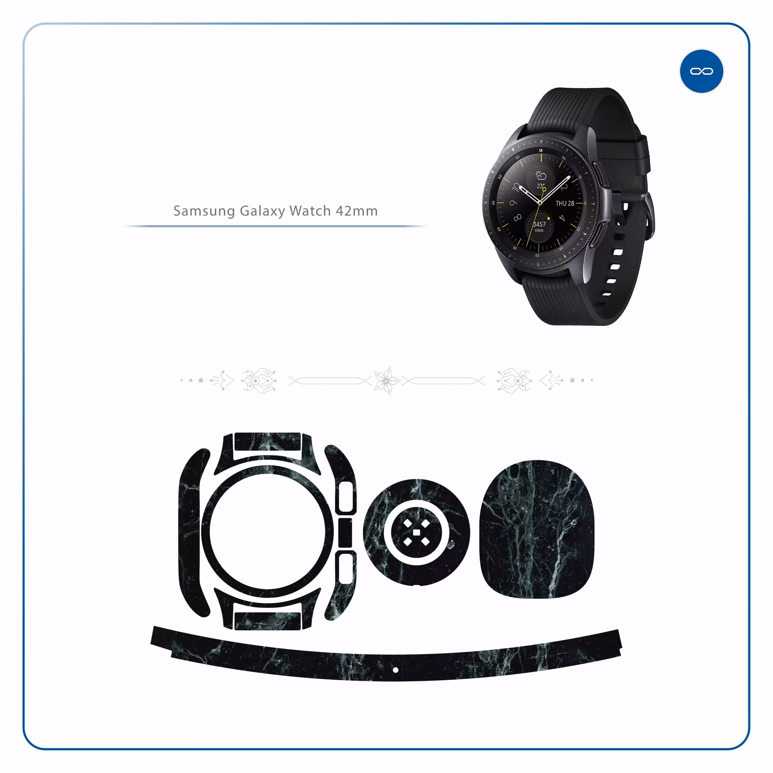 برچسب ماهوت طرح Graphite-Green-Marble مناسب برای ساعت هوشمند سامسونگ Galaxy Watch 42mm