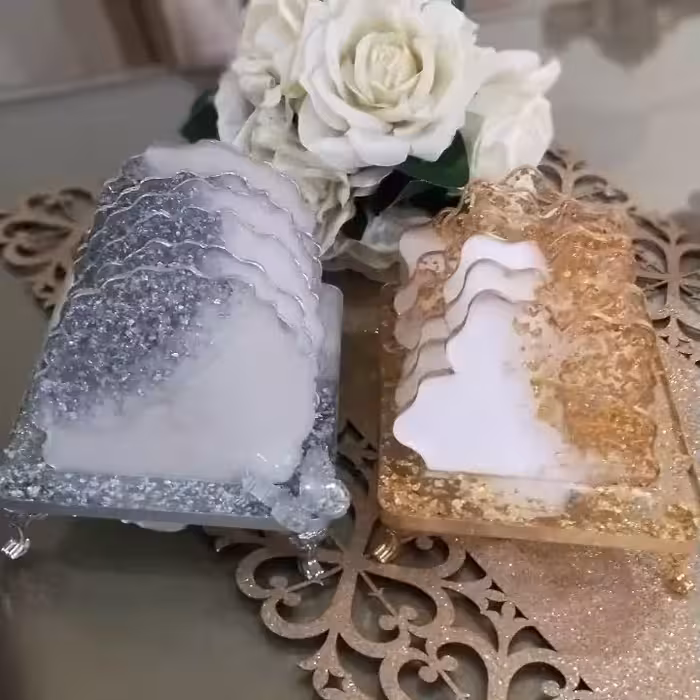 مجموعه 6عددی زیر استکانی رزینی ب همراه استند جهیزیه