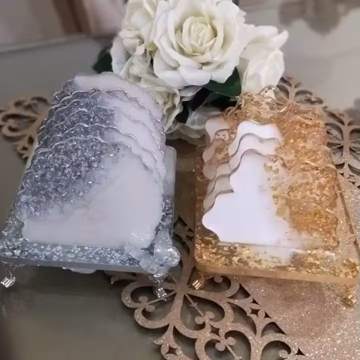 مجموعه 6عددی زیر استکانی رزینی ب همراه استند جهیزیه