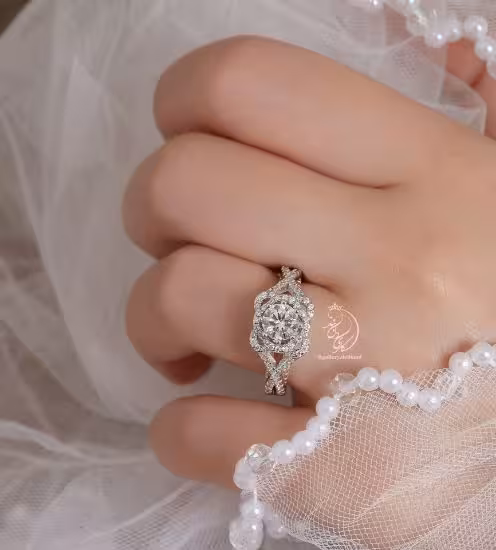 💍انگشتر سولیتر جواهری طراحی Verragio ؛ با طراحی خاص و زیبا نقره عیار 925(R_1006)