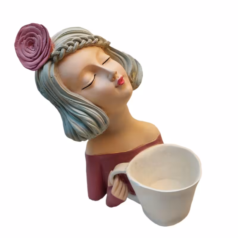 مجسمه مدل دختر فنجان به دست