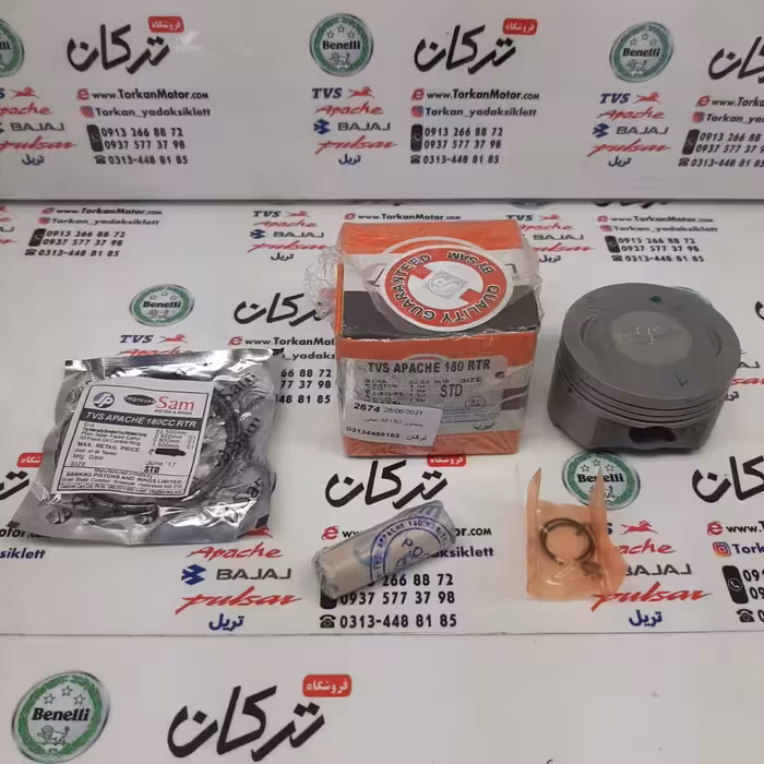 رینگ و پیستون ( پستان ) موتور اپاچی 180 اصلی ( سایز 0/100 )