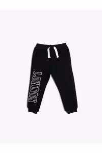 شلوار گرمکن آبی مردانه روبان کمربند جیبی طرح دار Jogger Koton