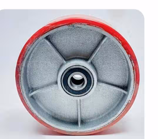 چرخ بزرگ حرکت جک پالت 5*18 سانتی متر قرمز از جنس پلی یوریتان با بلبرینگ 6204