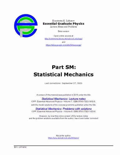 خرید و دانلود نسخه کامل کتاب Essential Graduate Physics - Statistical Mechanics