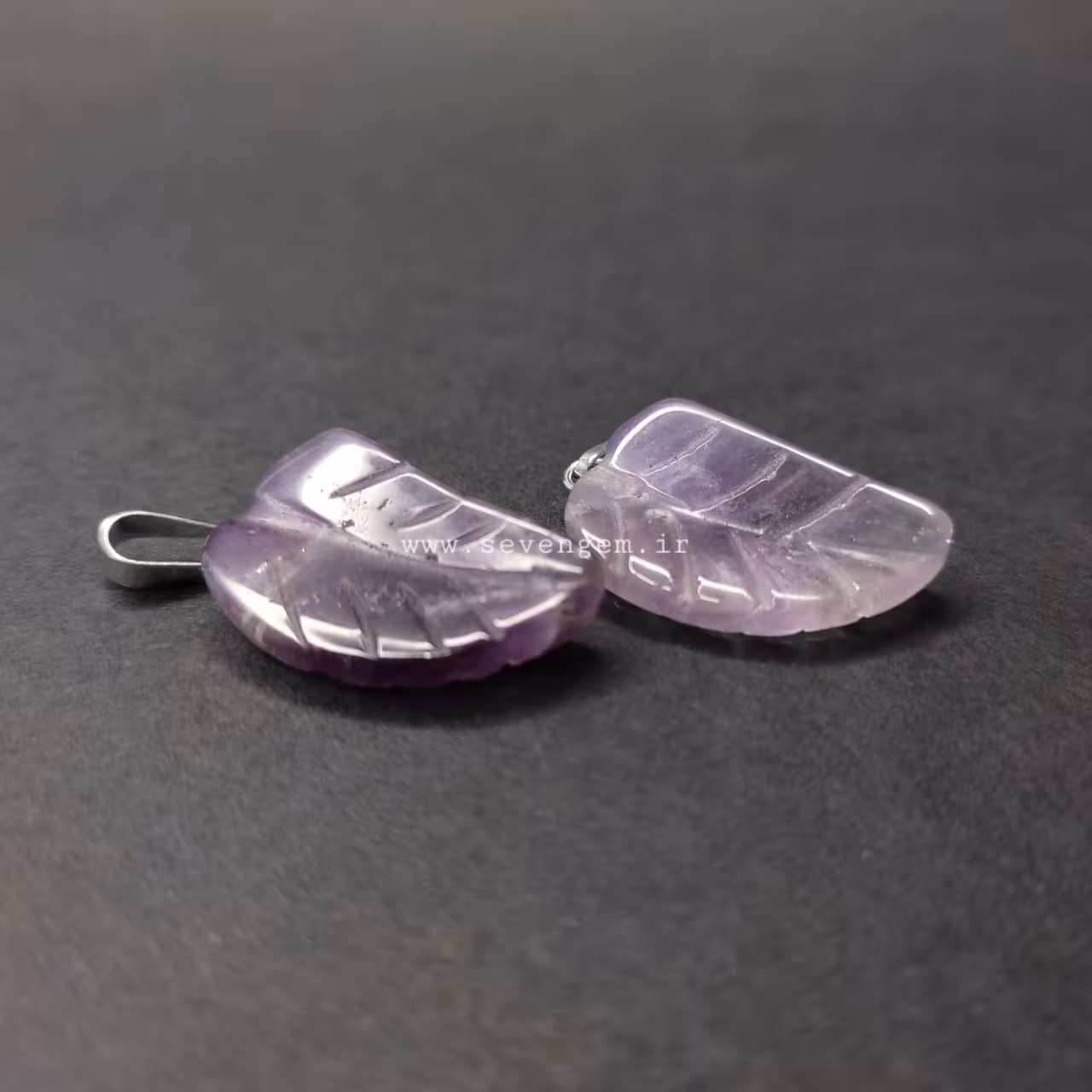 گردنبند آمیتیست طرح برگ (کد68)