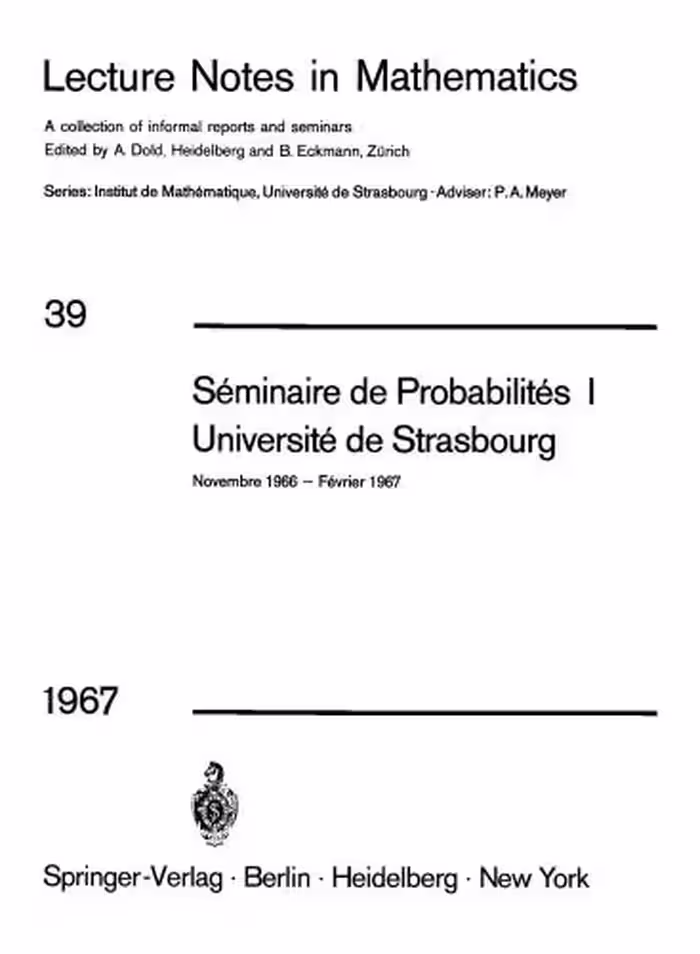 خرید و دانلود نسخه کامل کتاب Seminaire de Probabilites I Universite de Strasbourg