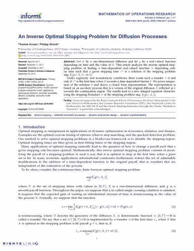 خرید و دانلود نسخه کامل کتاب An Inverse Optimal Stopping Problem for Diffusion Processes
