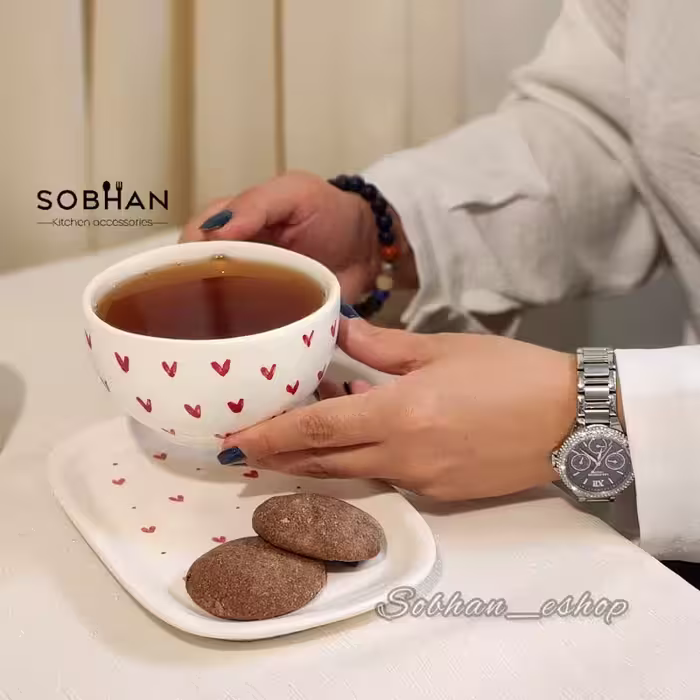 فنجان لته طرح قلب و زیره سرامیکی