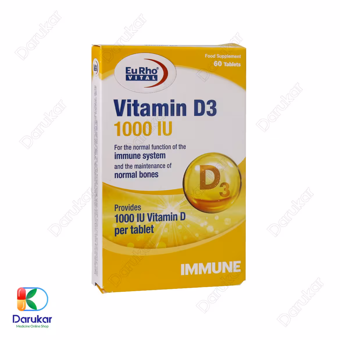 قرص ویتامین دی 1000 واحد یوروویتال 60 عدد