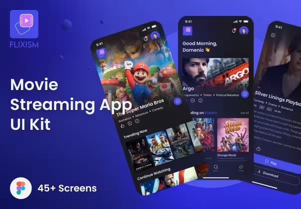 کیت UI اپلیکیشن استریم فیلم فلیکسیم برای طراحی حرفه‌ای | Flixism