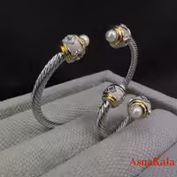 ست زنانه YSX  شامل  بنگل و انگشتر فری سایز  مروارید کد NIM141014W