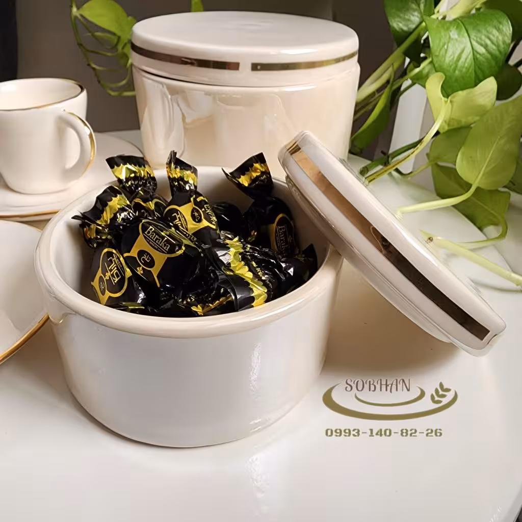 شکلات خوری سرامیک دست ساز لب طلا