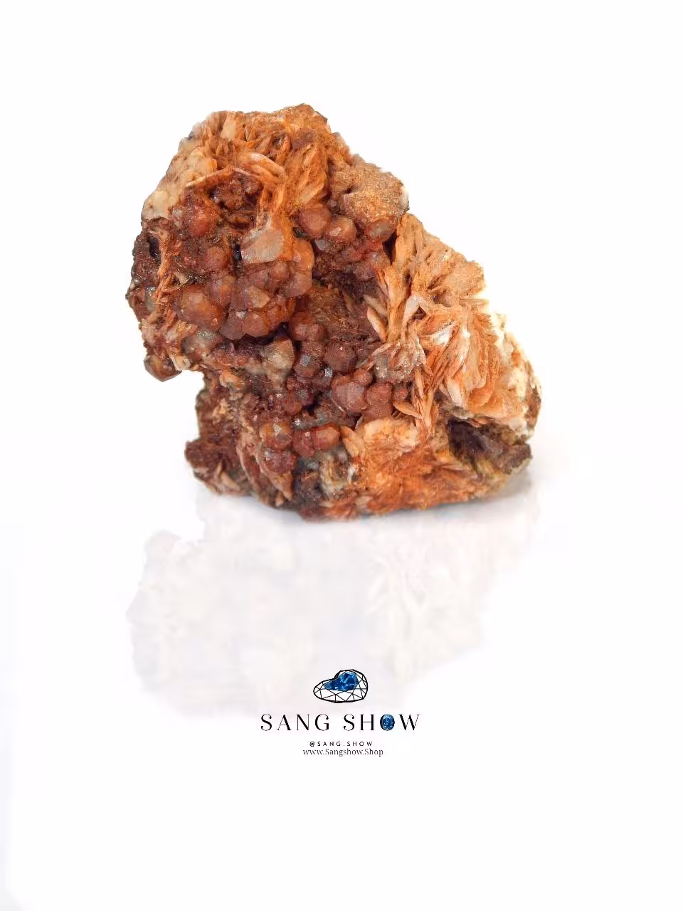 سنگ آنالسیم سرخ و اصل بر بستر باریت زیبا و معدنی S570