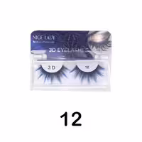 مژه جفتی رنگی 3D نایس لیدی هاله آبی کاربنی شماره 12