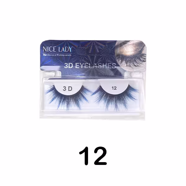 مژه جفتی رنگی 3D نایس لیدی هاله آبی کاربنی شماره 12