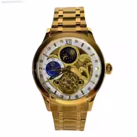 SHADOW WATCH AS8161M جدید اتوماتیک گوکی شادو اتومات صفحه با طراحی شبیه پتک جدید** نشانگرها نگین دار براق ** طلایی درب استیل