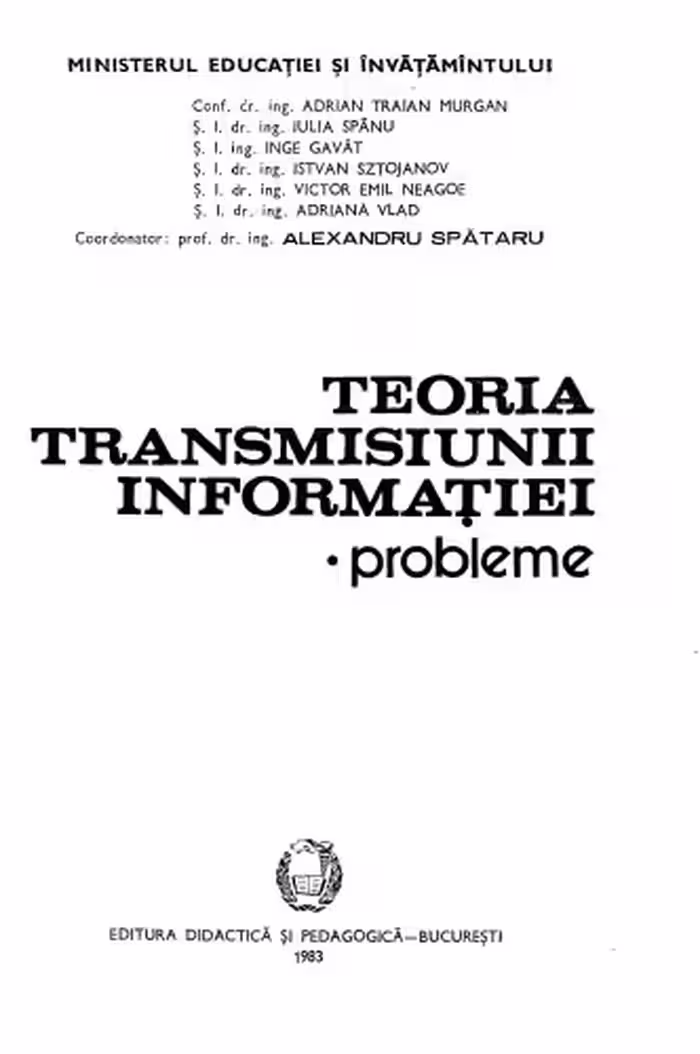 خرید و دانلود نسخه کامل کتاب Teoria transmisiunii informației, probleme