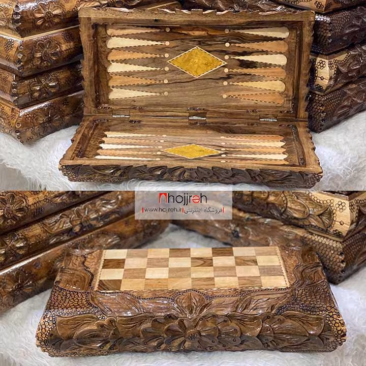 اطلاعات ، قیمت و خرید تخته نرد چوب گردو سر و بغل منبت کد TNS565