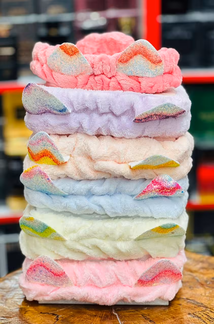 هدبند حوله ای گوش گربه ای پولک دار