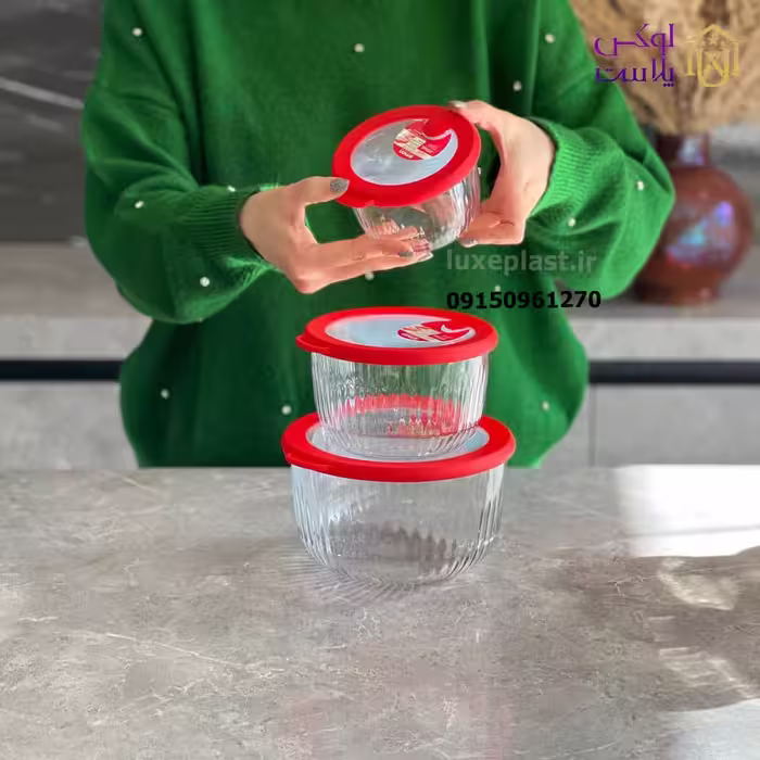 کاسه گرد شیاردار درب رنگی در 3 سایز