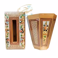 ست جا دستمال و سطل خاتم کاری مدل شکار