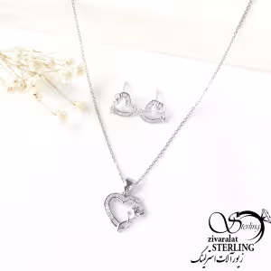 نیمست نقره قلب و گل رز