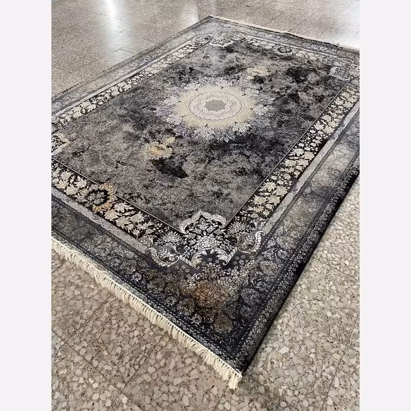 فرش ماشینی کاشان 700شانه 12متری طرح شاهکارفیلی سرمه ای(باارسال رایگان)