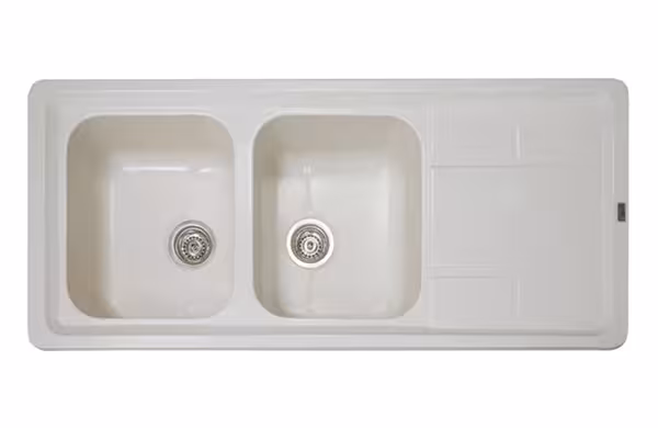 سینک گرانیتی توکار دو لگن اونکس مدل مرسین سفید شنی