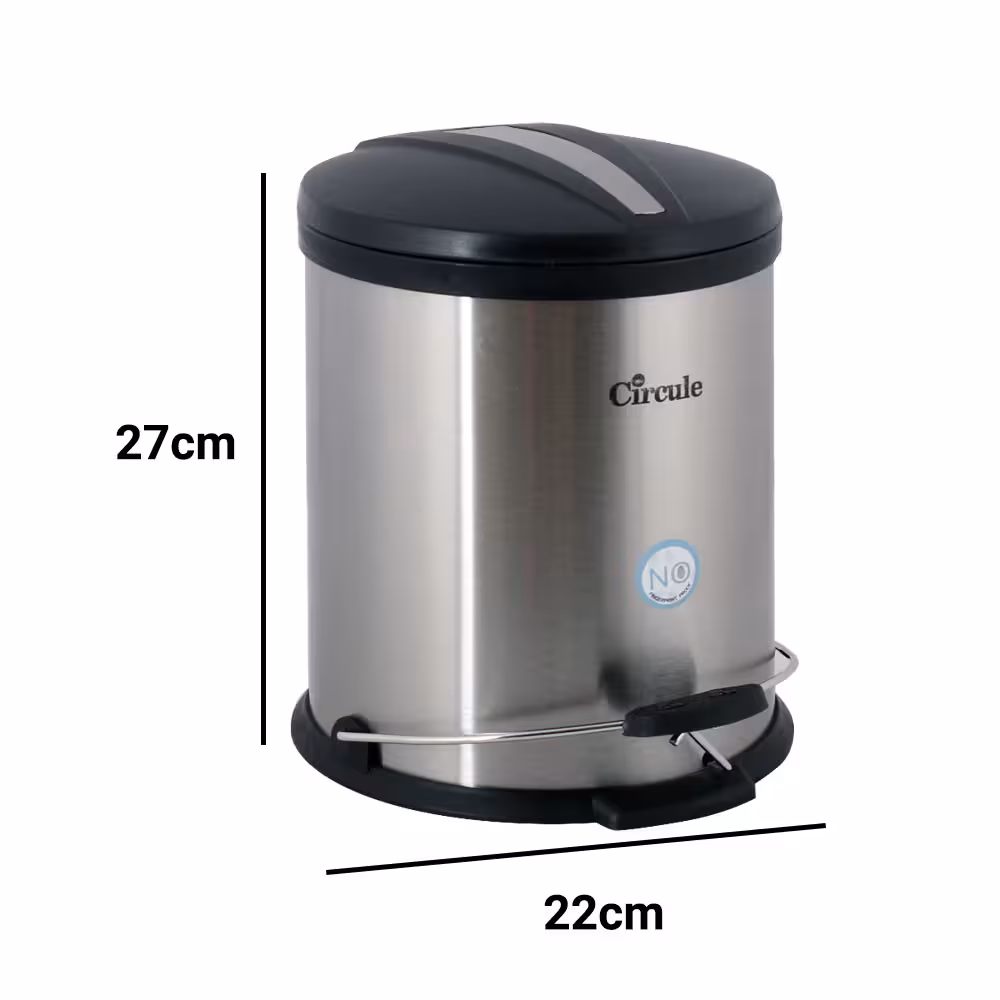 سطل زباله استیل پدالدار 5 لیتری CE510 درب پلاستیک