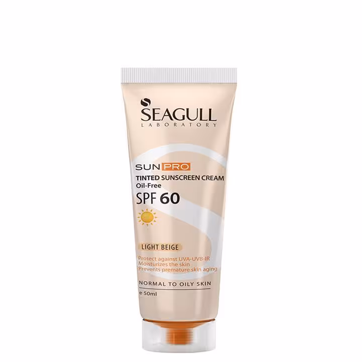 کرم ضد آفتاب بژ روشن SPF60 فاقد چربی و بدون رنگ سی گل 50 میل