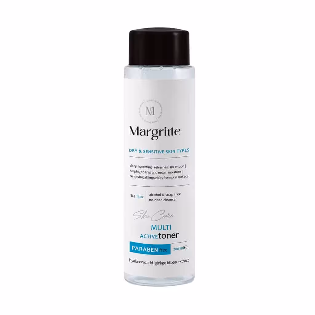 تونر مولتی اکتیو پوست خشک و حساس مارگریت 200 میلی لیتر Margritte Dry And Sensitive Skin Multi Active Toner 200 ml