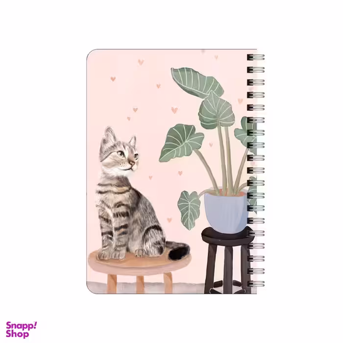 دفترچه یادداشت بامبیلیپ مدل چوبی طرح گربه و گلدان کد 6709536