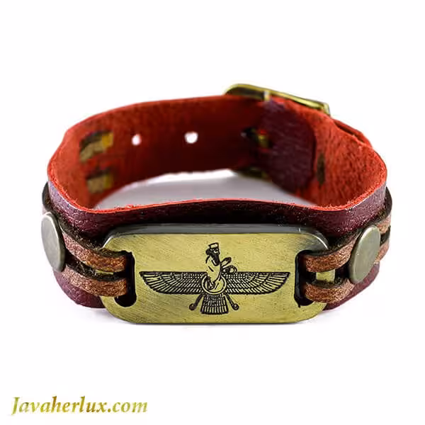 دستبند چرم اهورا مزدا مدل آروان _ کد : 200134