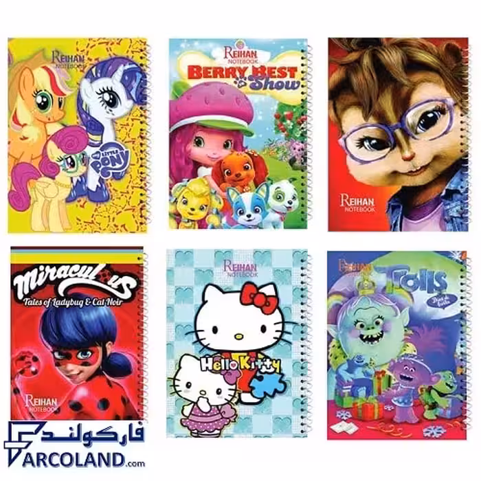 دفتر خط دار سیمی 100 برگ جلد طلقی مدل فانتزی دخترانه و پسرانه بسته 100 عددی | تک فنری مشق | طرح های متنوع
