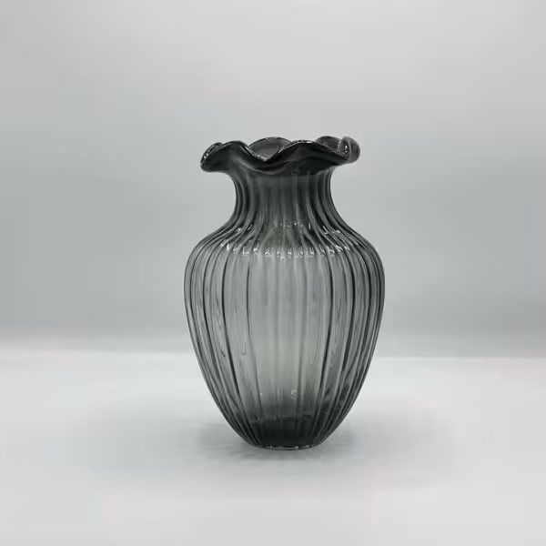 گلدان شیشه دودی دهنه دالبری کوتاه 157911