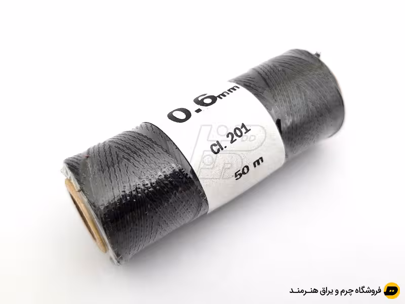 قرقره نخ موم دار OMEGA سایز 0.6  رنگ مشکی کد 201