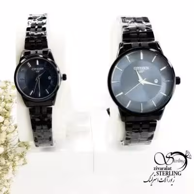ساعت ست استیل مشکی صفحه آبی برند سیتیزن کد 20003
