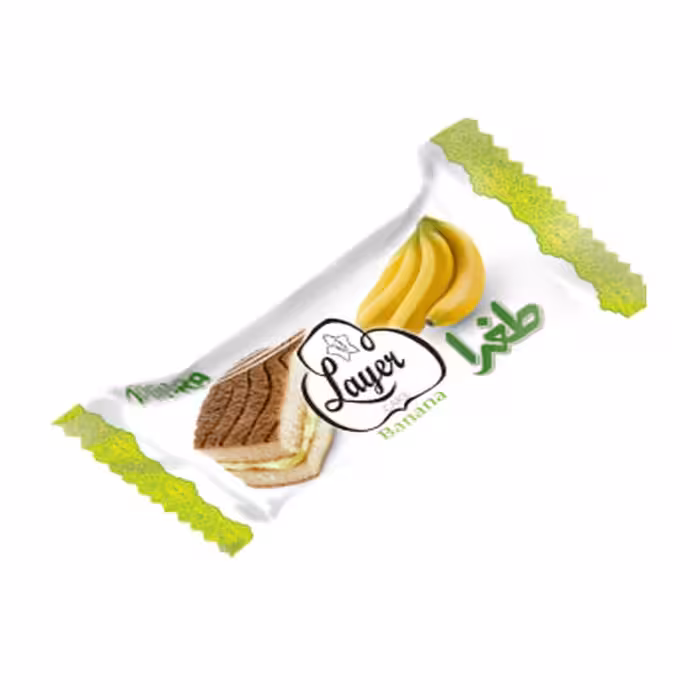 کیک اسفنجی لایه ای کرمدار موزی طغرا 40 گرمی