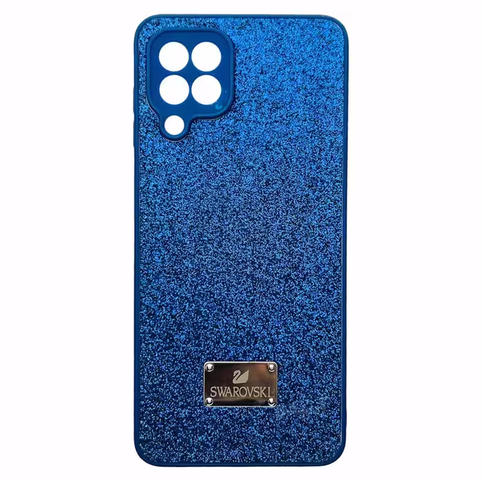 قاب اکلیلی طرح سواروسکی محافظ لنزدار مناسب برای Samsung A22-4G-آبی