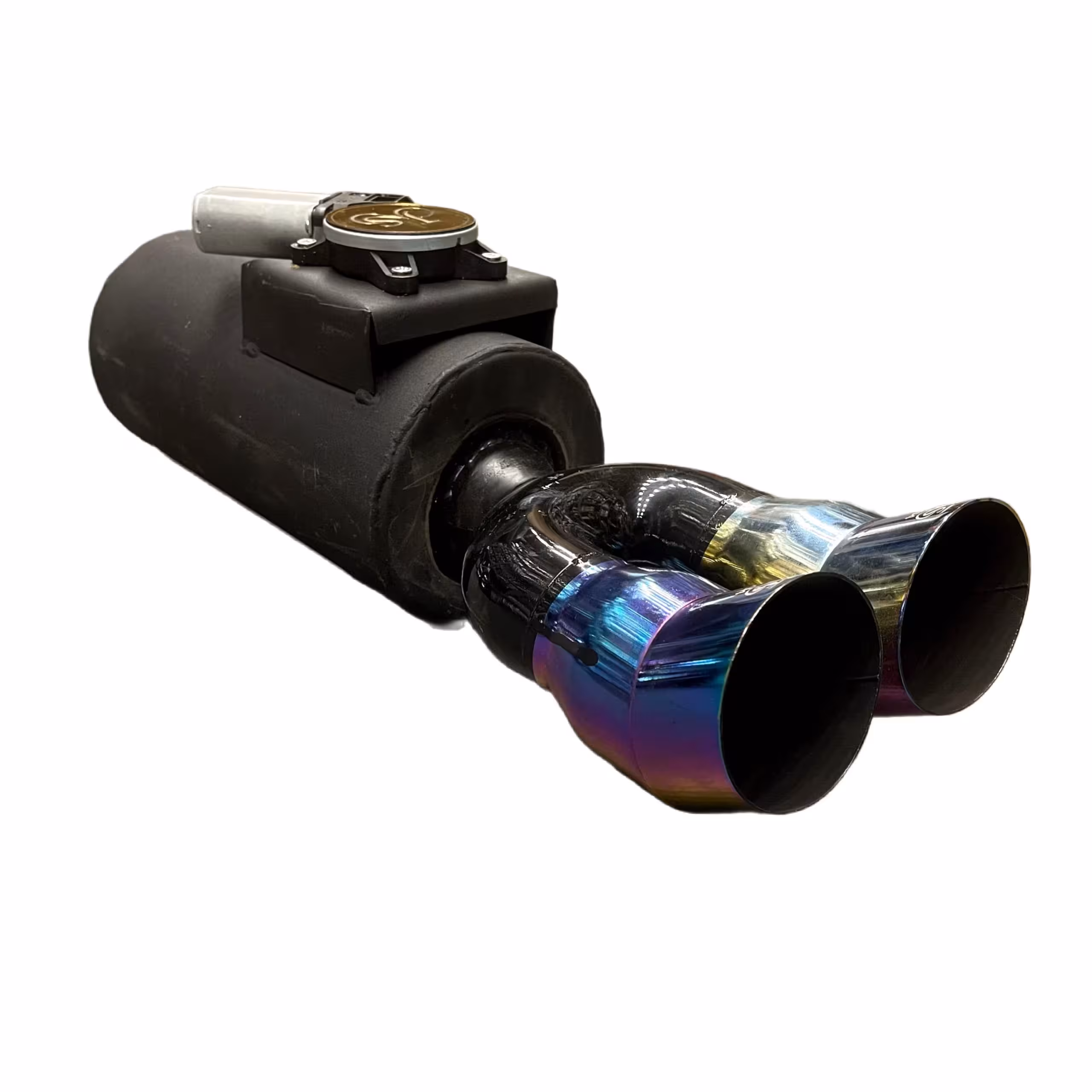 منبع اگزوز ریموت دار دولول شکاری هفت رنگ سایز بزرگ مناسب همه خودروها برند جی اس