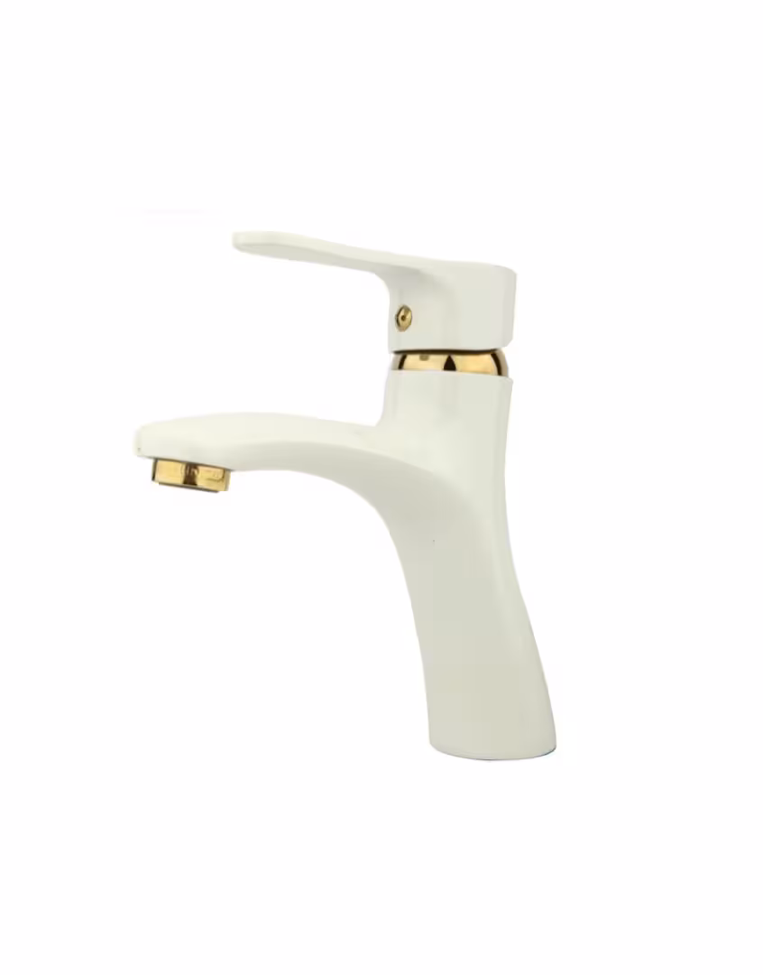 شیر روشویی راسان مدل صدف سفید طلایی