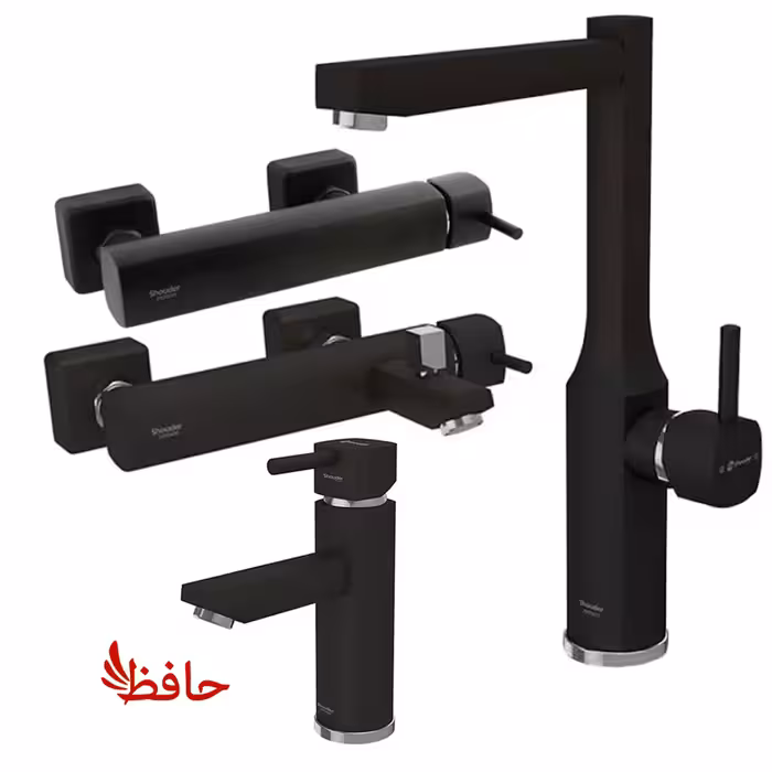 ست شیرالات شودر مدل یونیک مشکی کروم