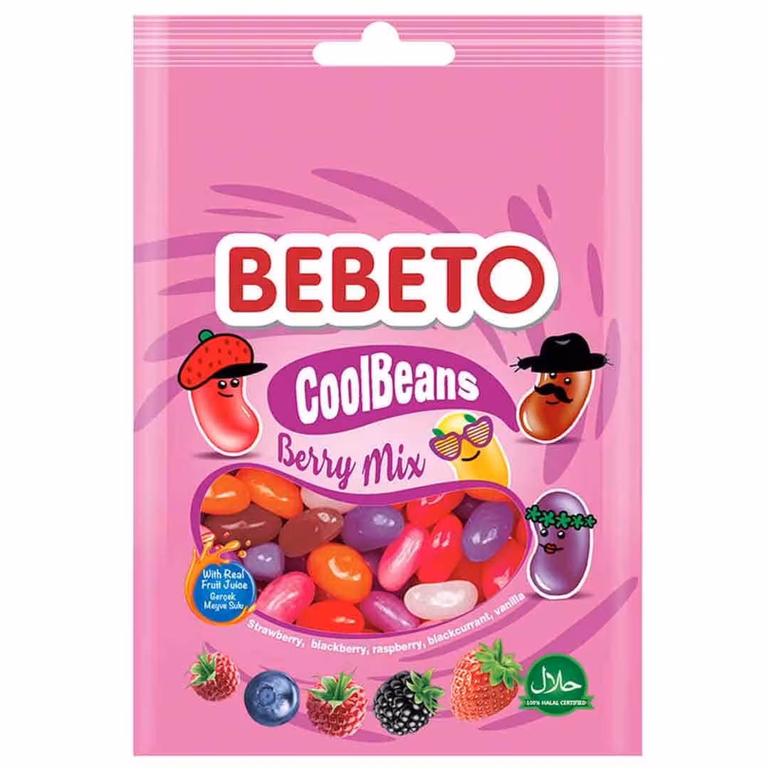 پاستیل BEBETO ببتو جیلی بیلی با طعم مخلوط توت فرنگی، بلوبری، تمشک 60 گرم