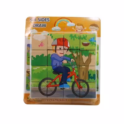 پازل چوبی مکعب 6 وجهی 4×4 (16 تکه)