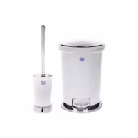 ست سطل زباله و فرچه سنی پلاستیک مدل ساتین کروم | کالا مکس