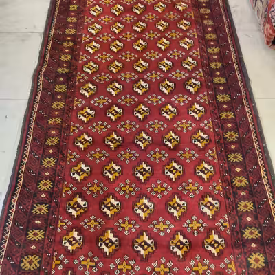 فرش دستبافت کناره طول دو متری طرح ترکمن کد 70