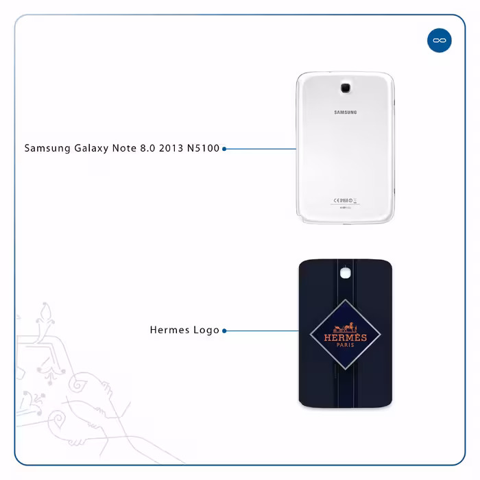 برچسب پوششی ماهوت مدل Hermes-Logo مناسب برای تبلت سامسونگ Galaxy Note 8.0 2013 N5100