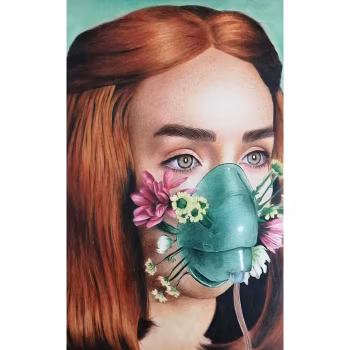 نقاشی مداد رنگی طرح ماسک