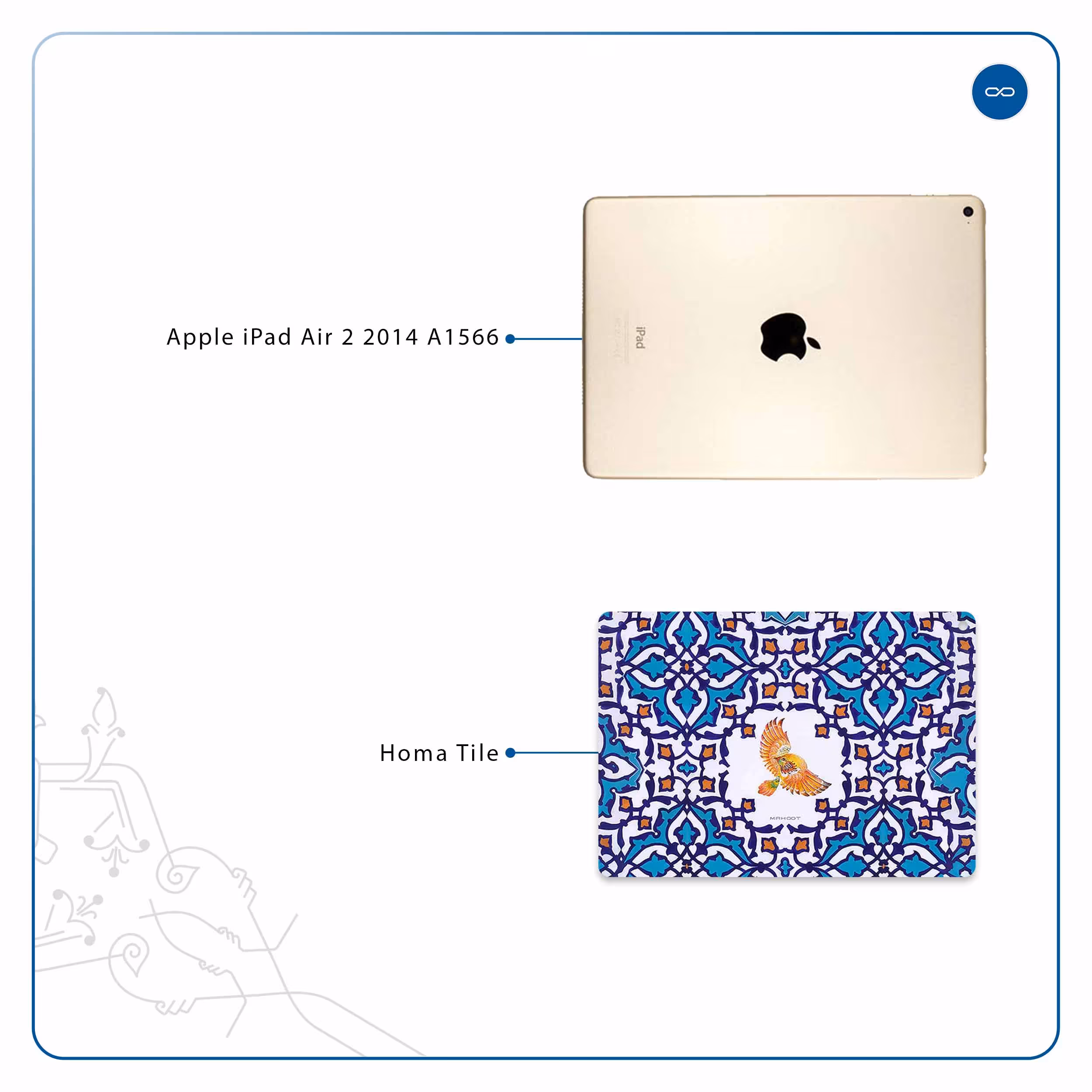 برچسب پوششی ماهوت مدل Homa Tile مناسب برای تبلت اپل iPad Air 2 2014 A1566